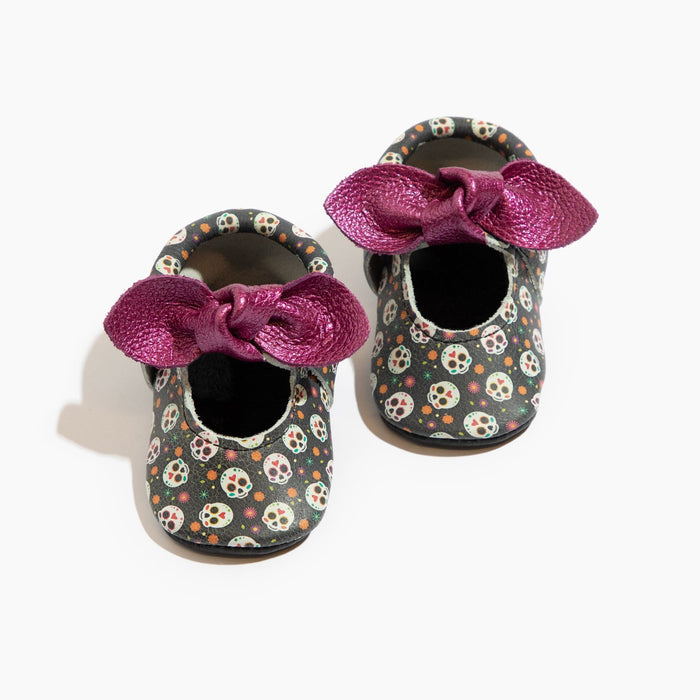 Sugar Skull Knotted Bow Baby Shoe Knotted Bow Mocc Soft Sole