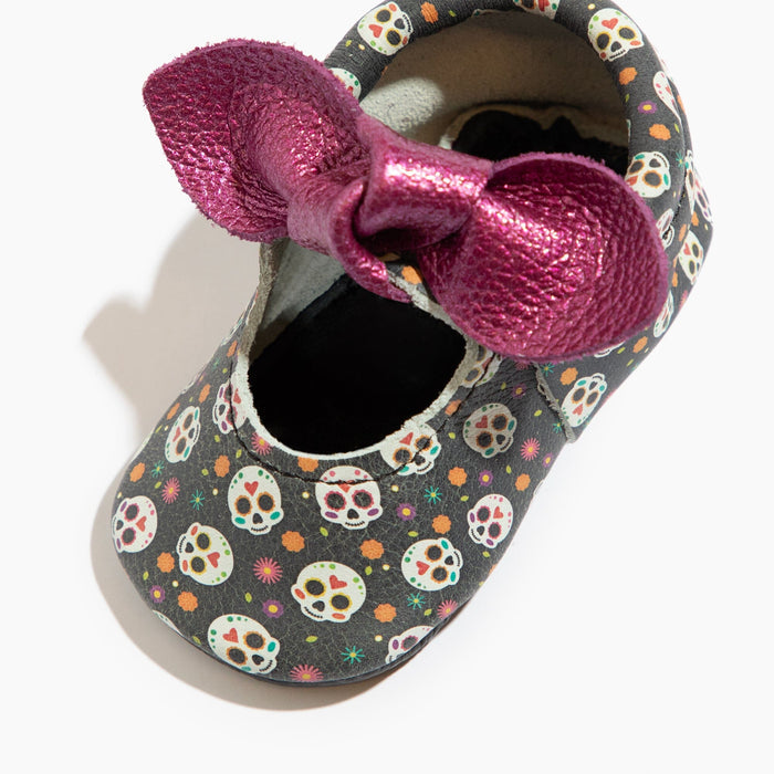 Sugar Skull Knotted Bow Baby Shoe Knotted Bow Mocc Soft Sole