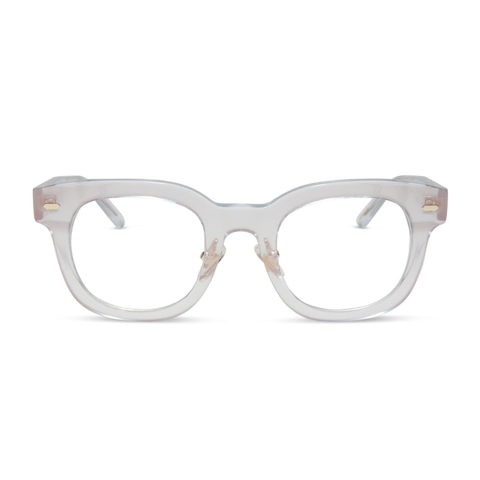 diff eyewear featuring the summer square prescription glasses with a opalescent pink frame front view