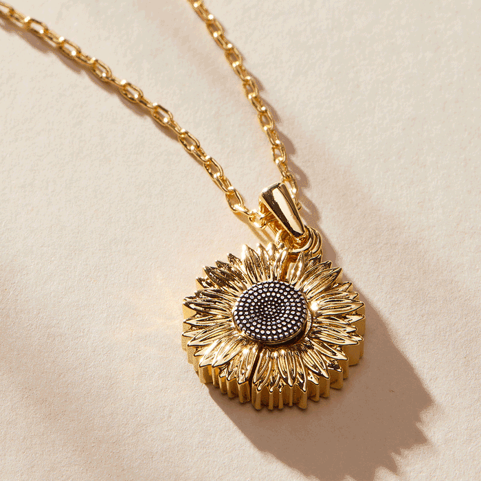 Sunflower 'Choose Happiness' Mantra Necklace