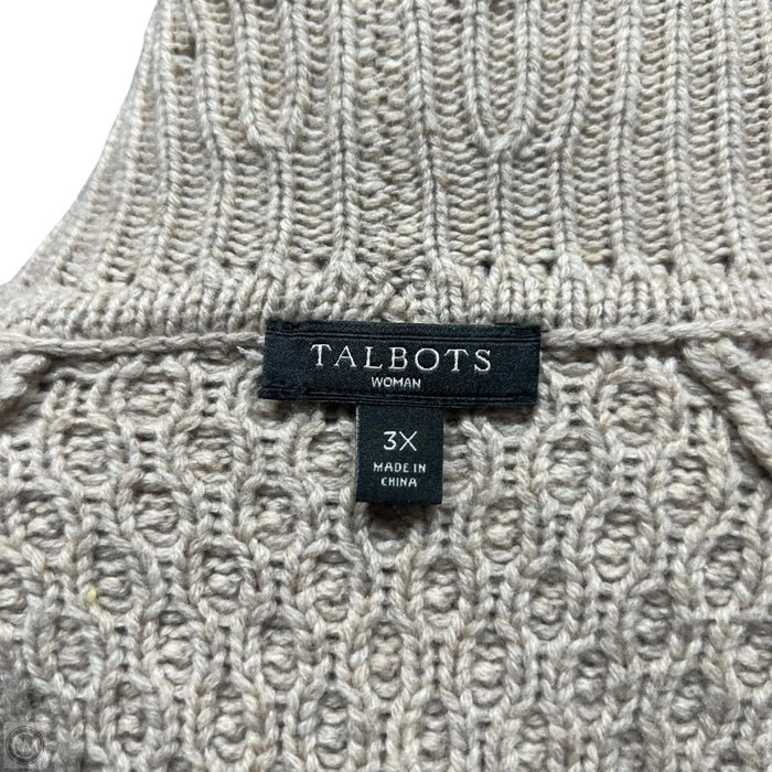 Sweater Cardigan By Talbots In Tan, Size: 3x