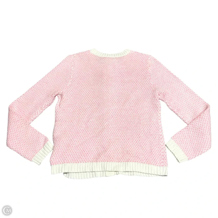 Sweater Cardigan Designer By Lilly Pulitzer In Pink & White, Size: M