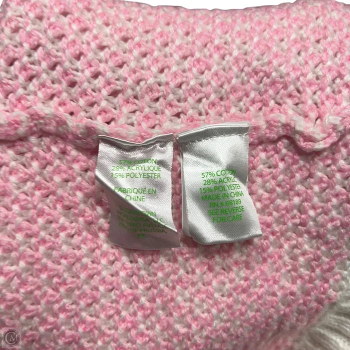 Sweater Cardigan Designer By Lilly Pulitzer In Pink & White, Size: M