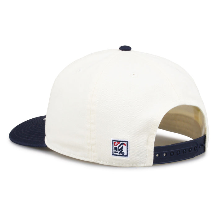 Syracuse Original Bar snapback hat showing adjustable snap closure and The Game logo, rear view
