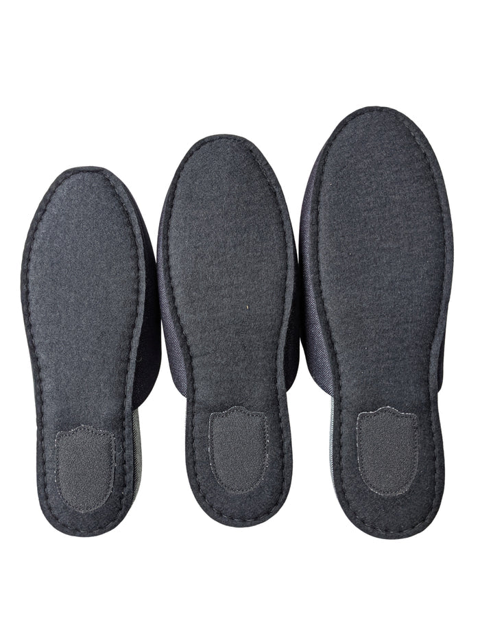 TATAMI Denim Slippers A-Type [Black Wool Felt Sole] / Simple [Denim Hiroshima] - Heiwa Slipper