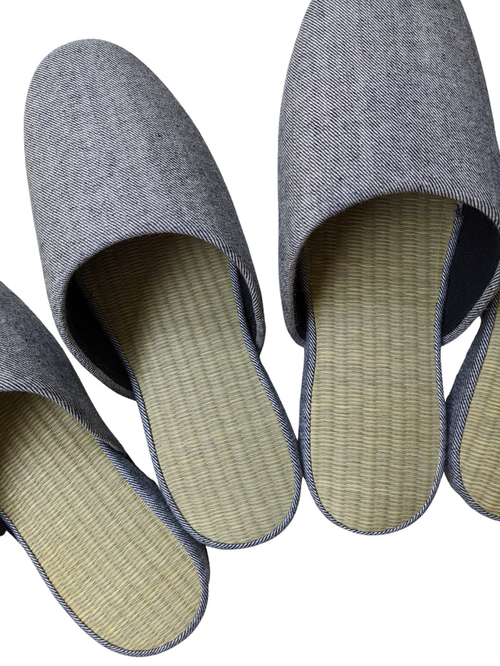 TATAMI Denim Slippers B-Type  [Black Wool Felt Sole] / Simple [Denim Hiroshima] - Heiwa Slipper