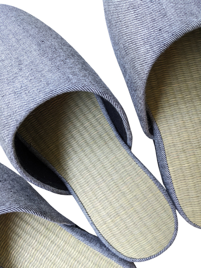 TATAMI Denim Slippers B-Type  [Black Wool Felt Sole] / Simple [Denim Hiroshima] - Heiwa Slipper