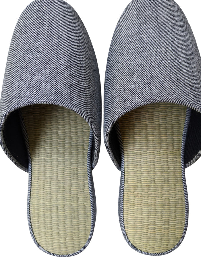 TATAMI Denim Slippers B-Type  [Black Wool Felt Sole] / Simple [Denim Hiroshima] - Heiwa Slipper