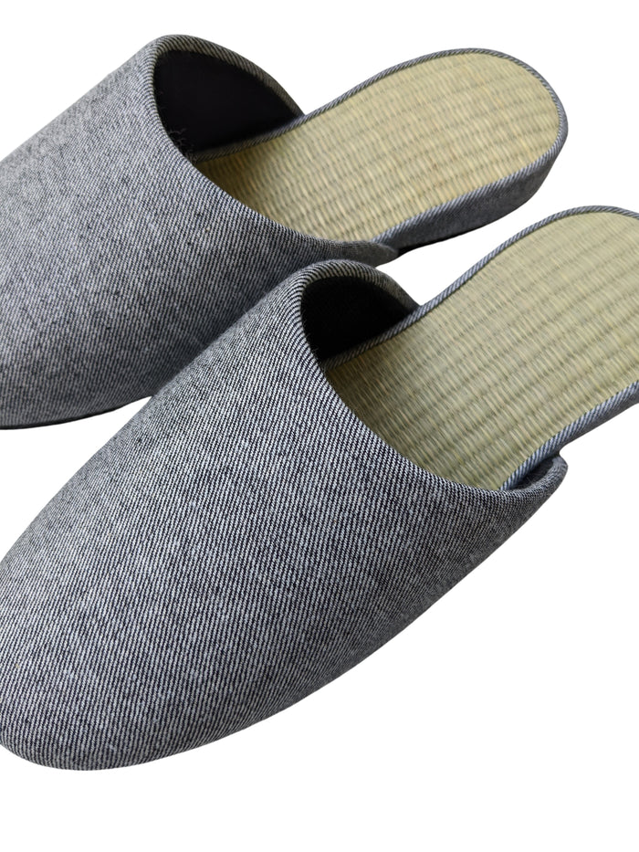 TATAMI Denim Slippers B-Type  [Black Wool Felt Sole] / Simple [Denim Hiroshima] - Heiwa Slipper