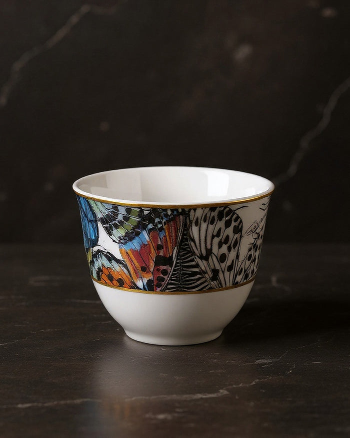 Tea Cup & Saucer SILK Set of 2 in Luxury Box Gold diam. 3.3", H 2.3", cap. 7.5 oz, Saucer diam. 6"