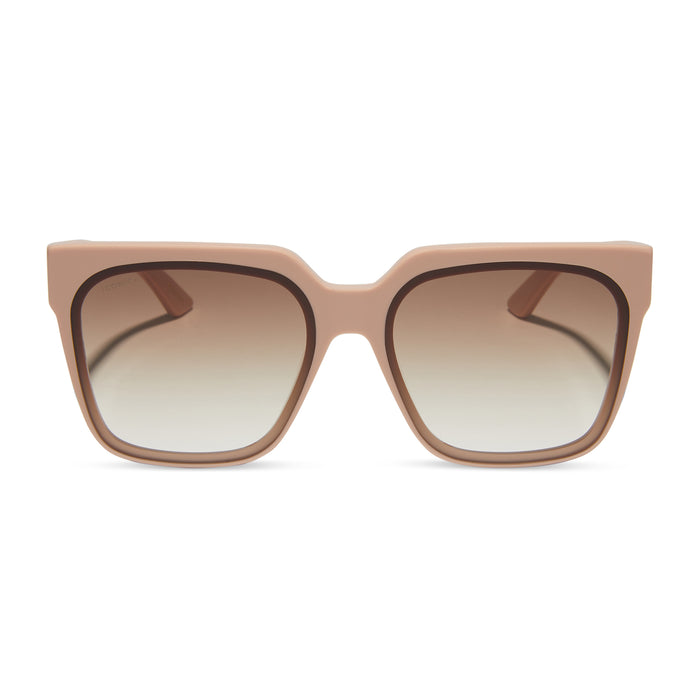 icoinca x diff eyewear thea oversized square sunglasses with a nude acetate frame and brown gradient lenses front view