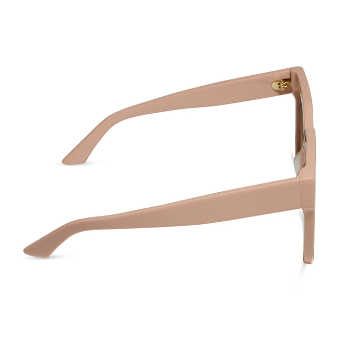 icoinca x diff eyewear thea oversized square sunglasses with a nude acetate frame and brown gradient lenses side view