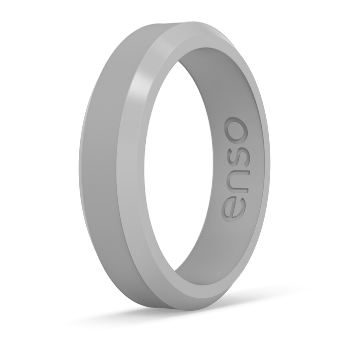 Bevel Thin Silicone Ring - Misty Grey