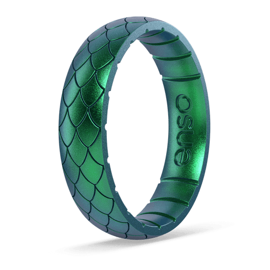 Etched Classic Thin Silicone Ring - Dragon Scale
