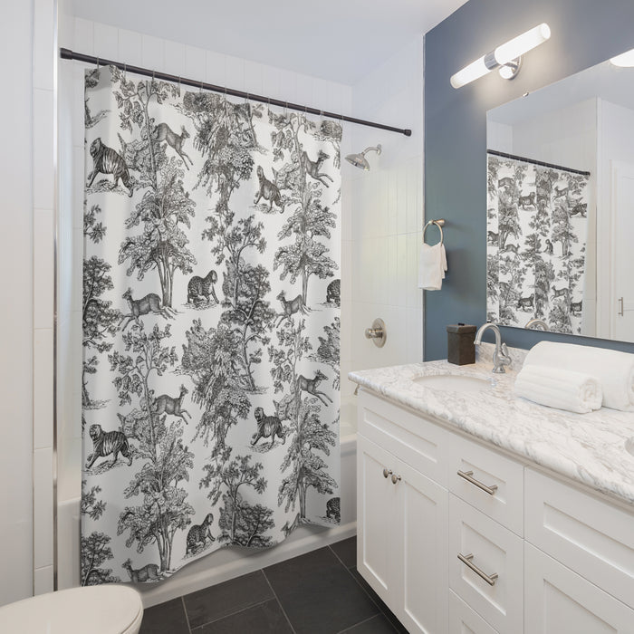 Tiger Jungle Toile Shower Curtain