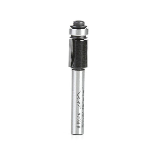 Timberline Router Bit Carbide Tipped Flush Trim 3/8 Diameter x 1/2 x 1/4 Inch Shank with Ball Bearing. 2&3 Flute with Ball Bearing Guide- #190-14 MEGA