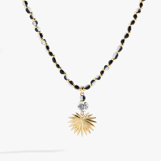 Toile Beaded Palm Pendant Necklace