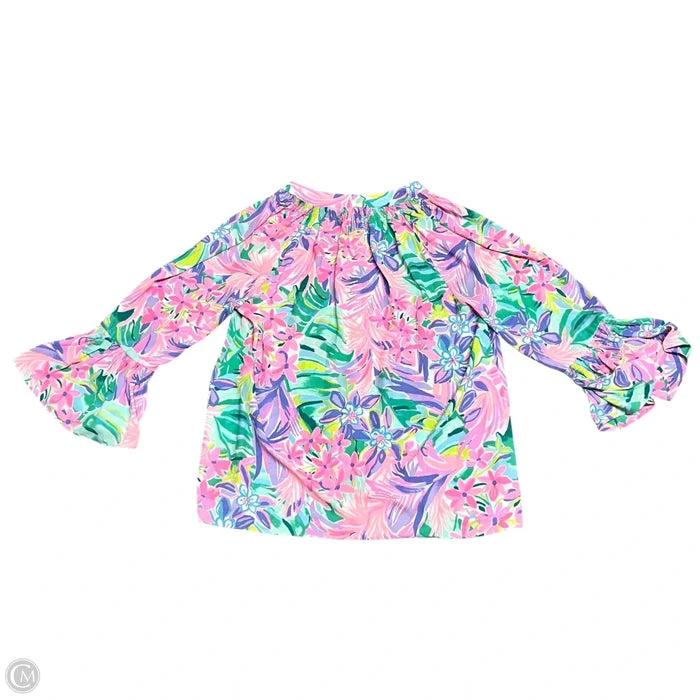 Top 3/4 Sleeve Designer By Lilly Pulitzer In Pink & Purple, Size: S