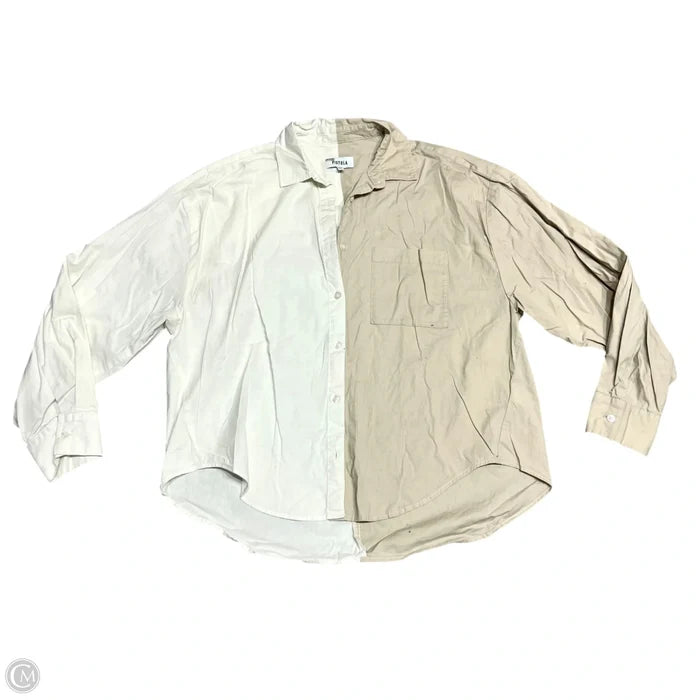 Top Long Sleeve Basic By Pistola In Tan & White, Size: Xs