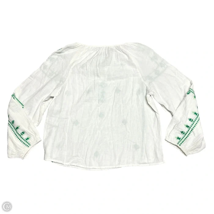 Top Long Sleeve By Molly Bracken In Green & White, Size: S