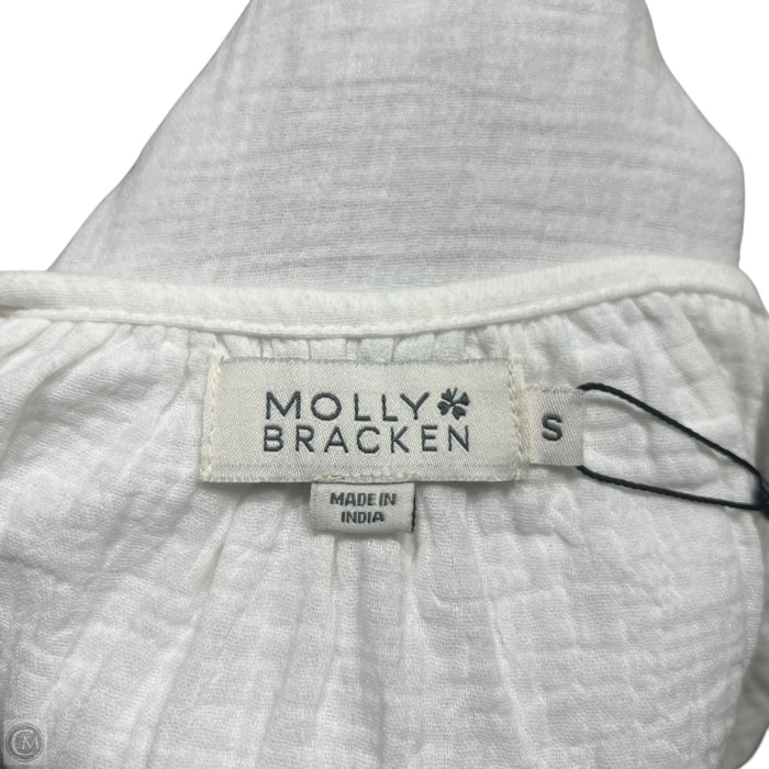 Top Long Sleeve By Molly Bracken In Green & White, Size: S