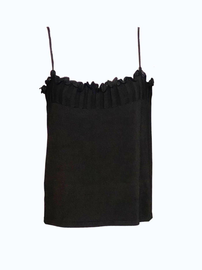 top nero con scollo lavorato