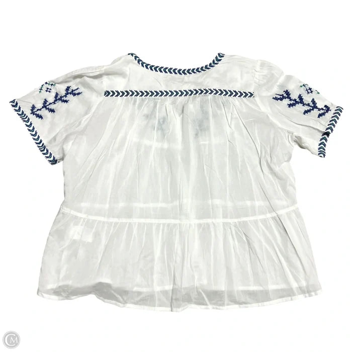 Top Short Sleeve By Molly Bracken In Blue & White, Size: Xl