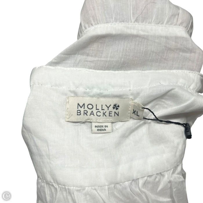 Top Short Sleeve By Molly Bracken In Blue & White, Size: Xl