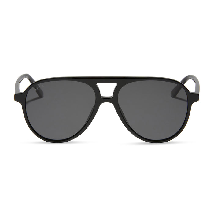diff eyewear featuring the tosca ii aviator prescription sunglasses with a black frame front view