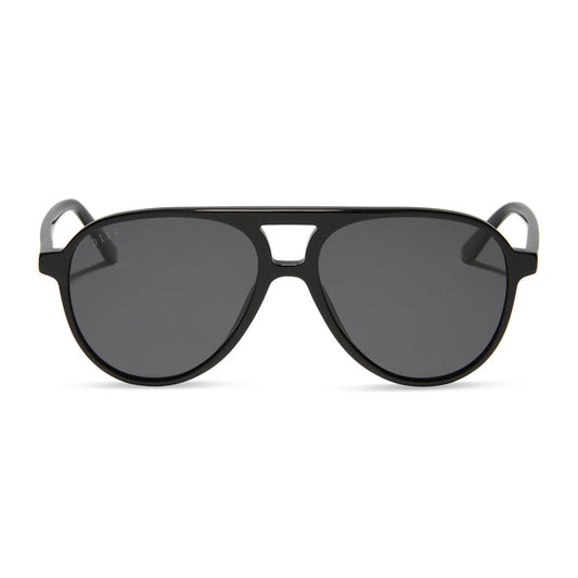 diff eyewear featuring the tosca ii aviator prescription sunglasses with a black frame front view