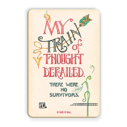 Train Derailed Wooden Magnet