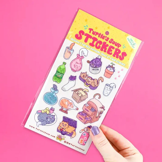 Turtle's Soup Liquid Cats Vinyl Sticker Sheet