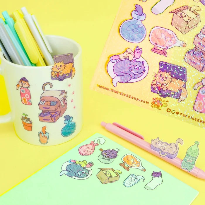 Turtle's Soup Liquid Cats Vinyl Sticker Sheet