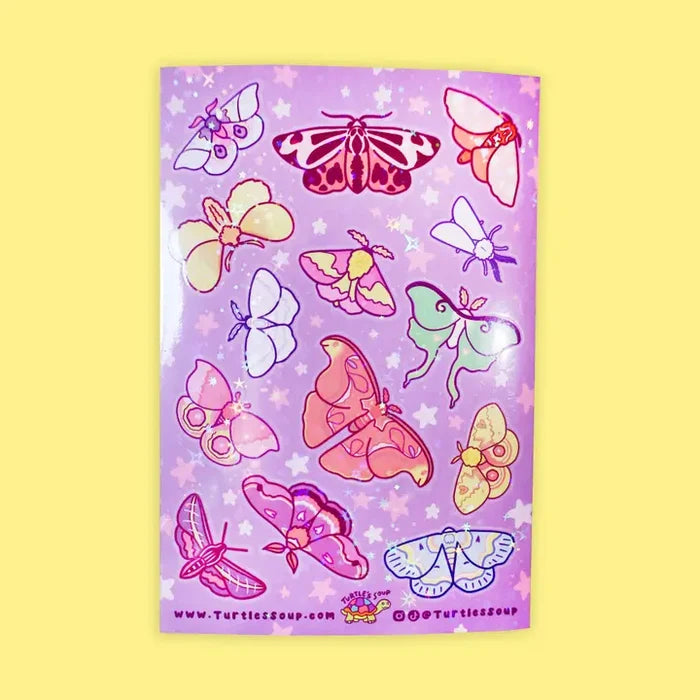 Turtle's Soup Moonlight Moths Vinyl Sticker Sheet