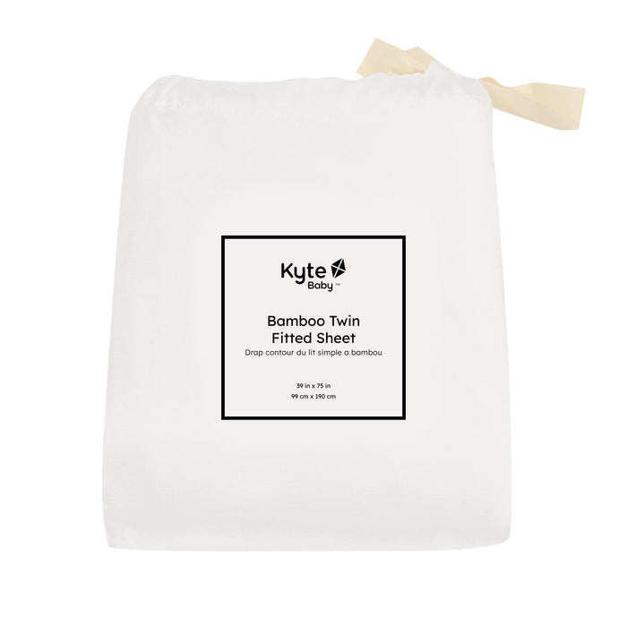 Kyte Baby bamboo fitted Twin Sheet in Cloud white