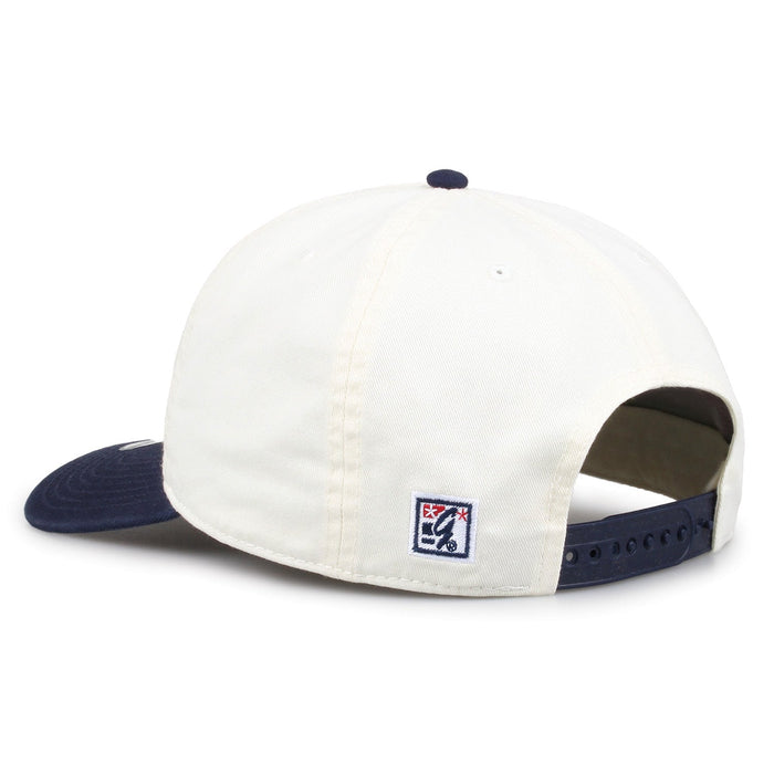 UConn Original Circle snapback hat showing adjustable snap closure and The Game logo, rear view