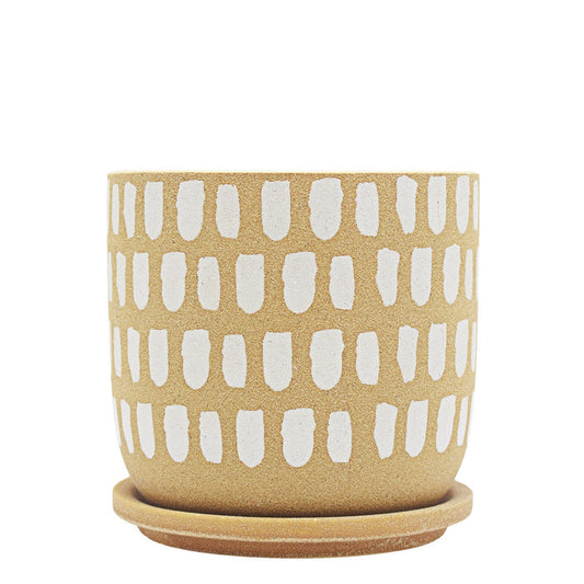 Urban Decor Round Pot Plant with Saucer - Cream