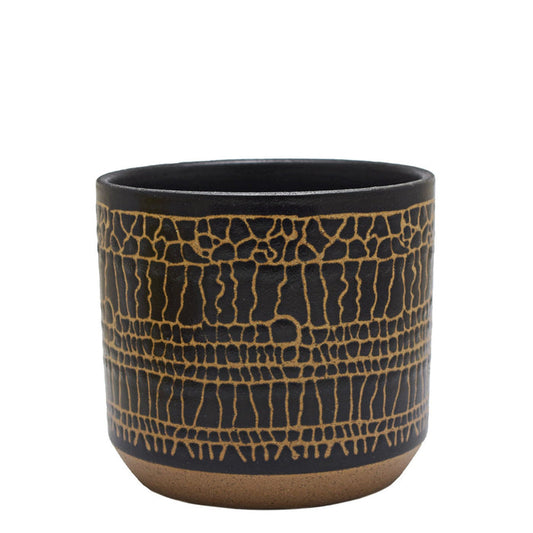 Urban Decor Round Vase - Black & Gold 17cm