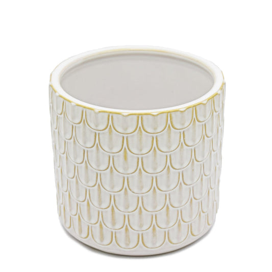 Urban Decor Textured Pot - Cream & Gold