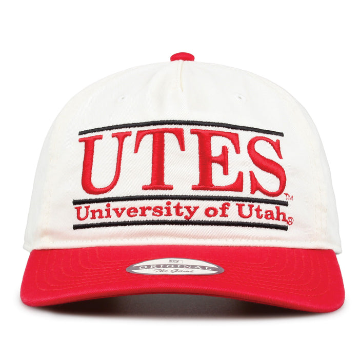 Utah Original Bar snapback hat with embroidered school design, front view