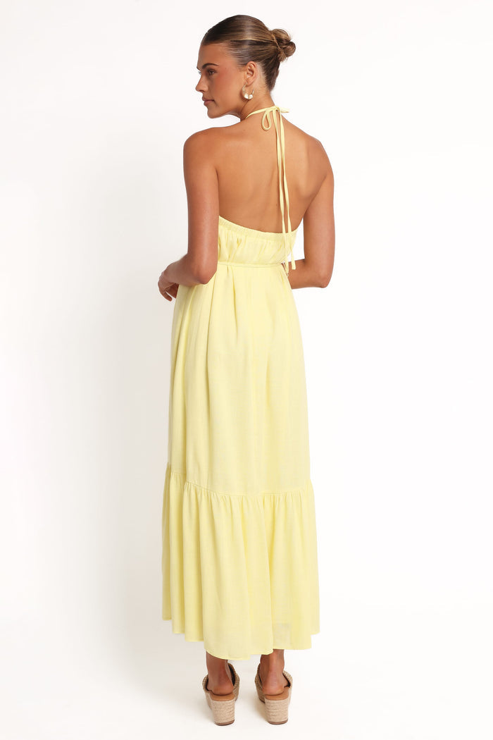 Petal and Pup USA DRESSES View Halterneck Maxi Dress - Lemon