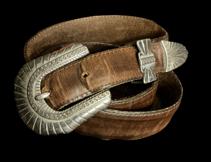 Vintage Brown Belt Awesome Buckle Set
