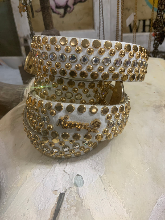 Vintage Swarovski 1” Belt White Gold Clear