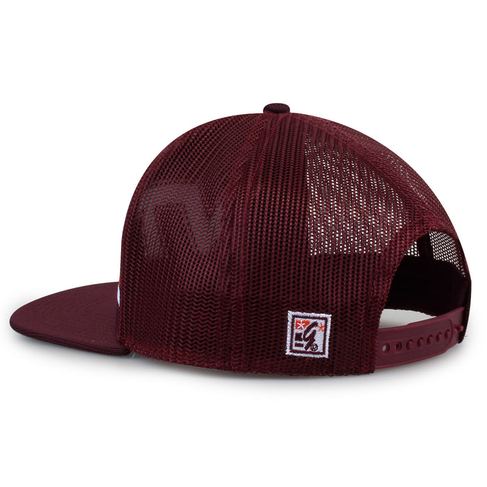 Virginia Tech Class of '92 trucker hat, angled rear view showing mesh panels and snapback closure