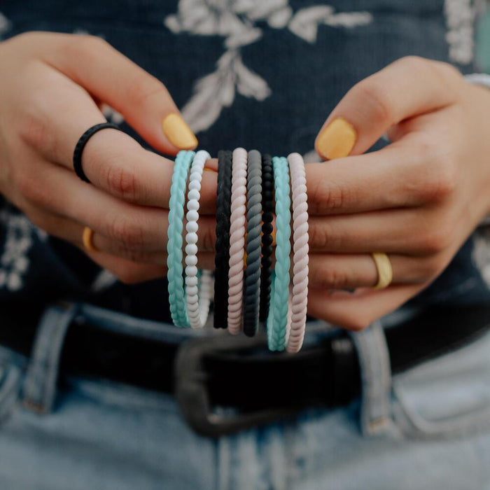 Weave Stackable Silicone Bracelet - Obsidian