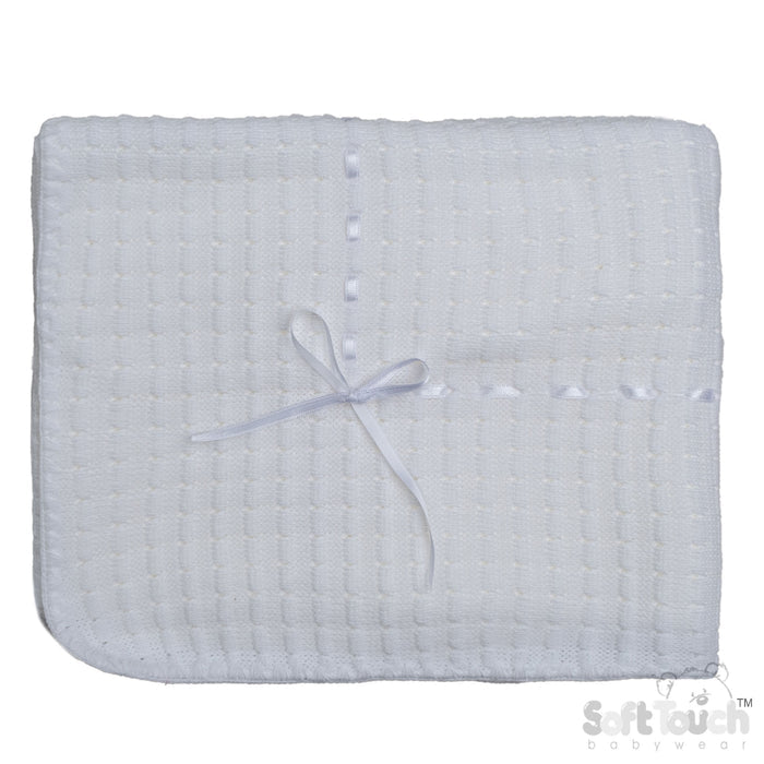 White Waffle Shawl - Ribbon (95x95cm) (PK4) SH12-W
