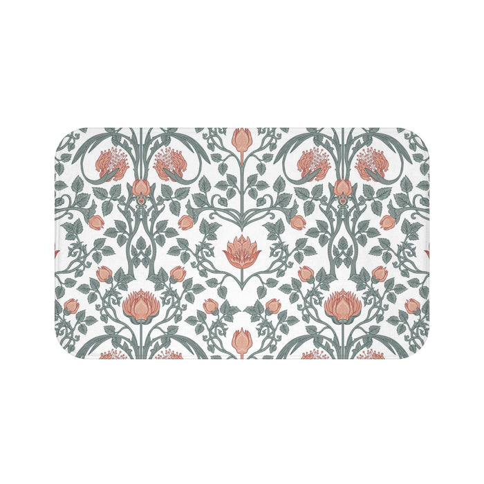 William Morris Bath Mat Art Nouveau Peach Green