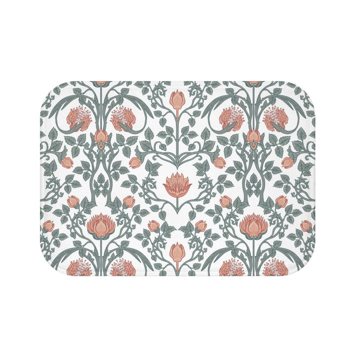 William Morris Bath Mat Art Nouveau Peach Green