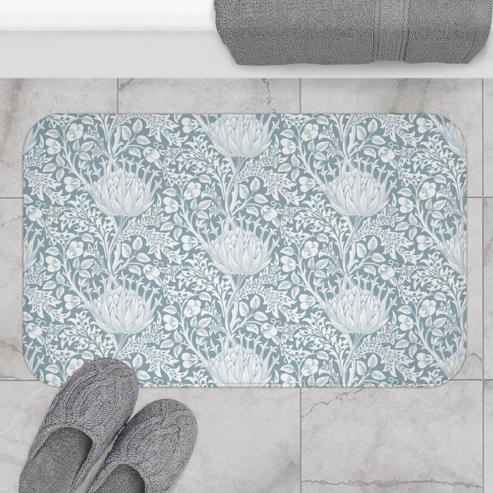 William Morris Bath Mat Artichoke Soft Blue