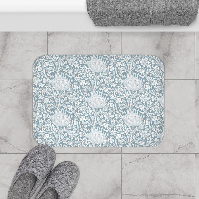 William Morris Bath Mat Artichoke Soft Blue